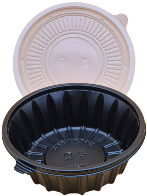 일회용 냉면 우동 칼국수 용기 195파이 소 1050ml 검정 세트, 50개, 1개