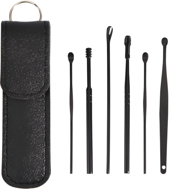 레이지데이즈 귀이개 블랙 스테인리스 귀청소 도구 귀파개, 1개, 1개입