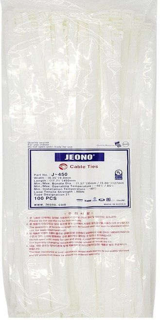 전오 케이블타이 선정리 국산 450MM 100개 전선정리, 백색 450mm(100EA), 1개