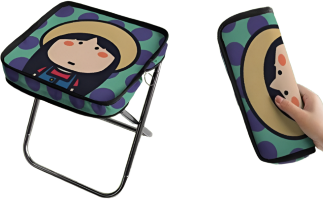 체리닷컴 캠핑 캐릭터 알루미늄 접이식 의자 폴딩 스툴, 노란 모자 소녀, 1개