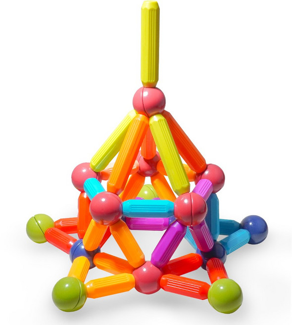 토이토 마그네틱 스틱스 자석 블럭 교구 놀이 장난감, 60pcs