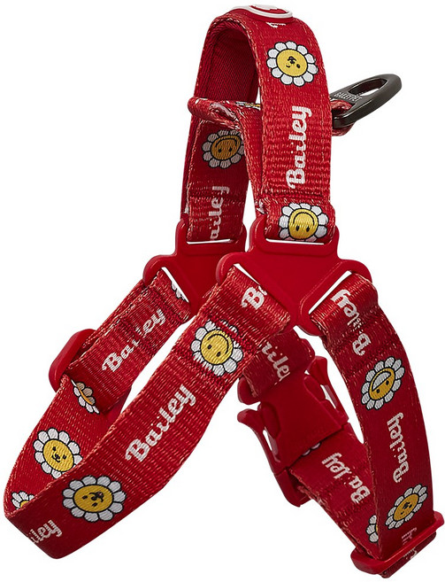 베일리펫 데이지 워키 하네스 강아지 앞섬방지 산책용 경량 가슴줄, 레드