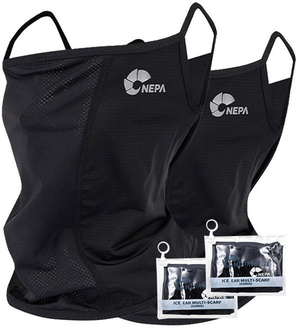 NEW 네파세이프티 드라이쿨링 멀티스카프 자외선차단마스크 1+1, 블랙+블랙, 2개