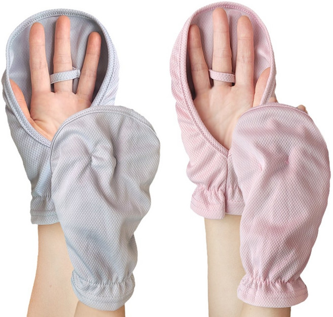 포시즌 운전 장갑 손등 자외선차단 UV 쿨 커버 양손용, 핑크+그레이, 2개