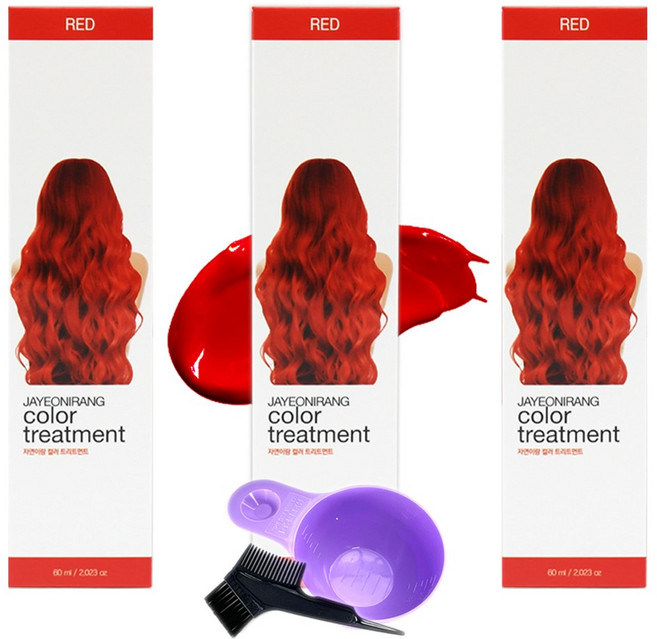 [3개 이상 주문시 빗+볼 선물] 컬러 트리트먼트 셀프 염색약 헤어 틴트, 01. 레드, 1개