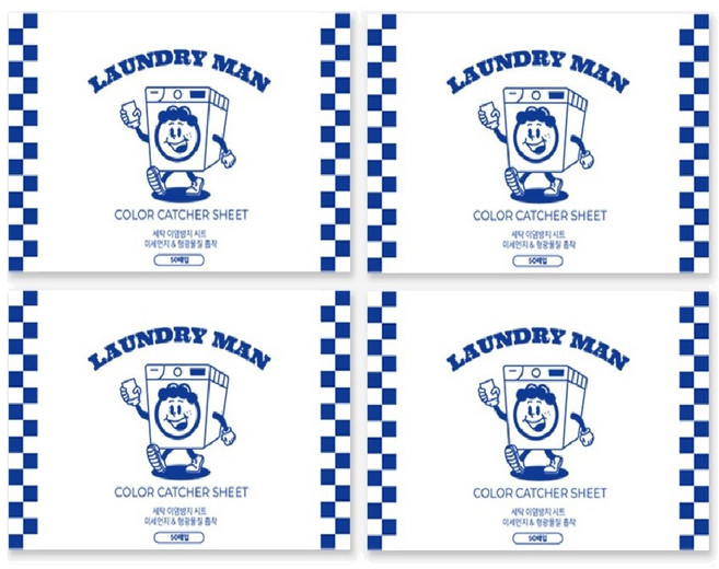 런드리맨 이염방지시트 국내생산 50개입, 4개, 50매