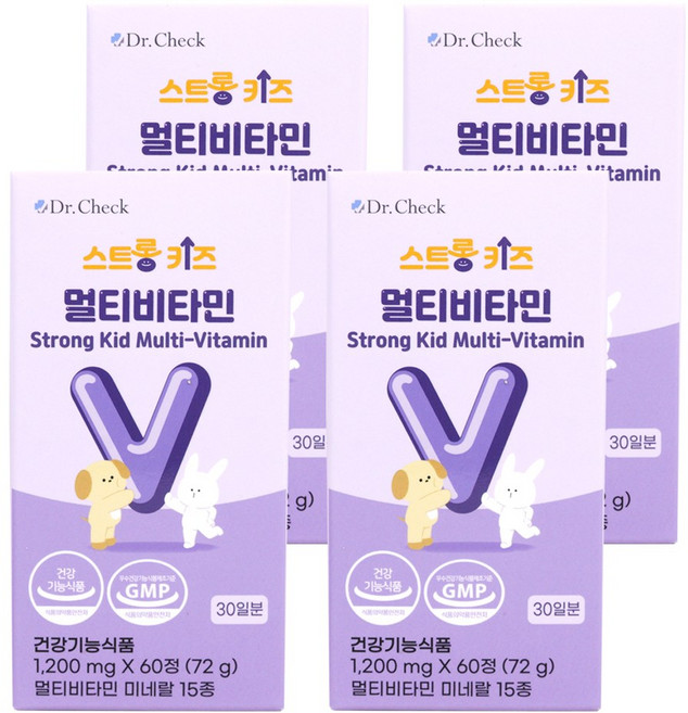 닥터체크 스트롱키즈 멀티비타민, 4박스, 60정