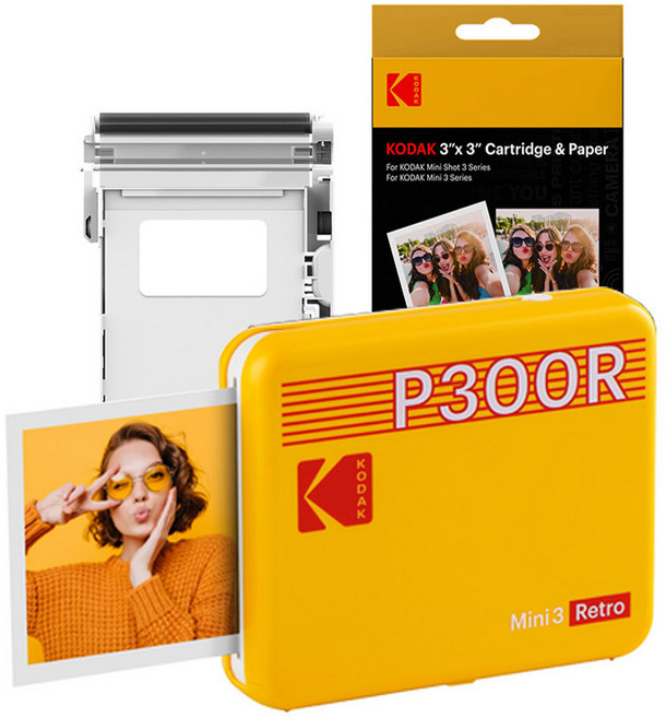 코닥 미니 3 레트로 P300R+카트리지 38매 번들 휴대용 포토프린터, P300R(옐로우)+38매
