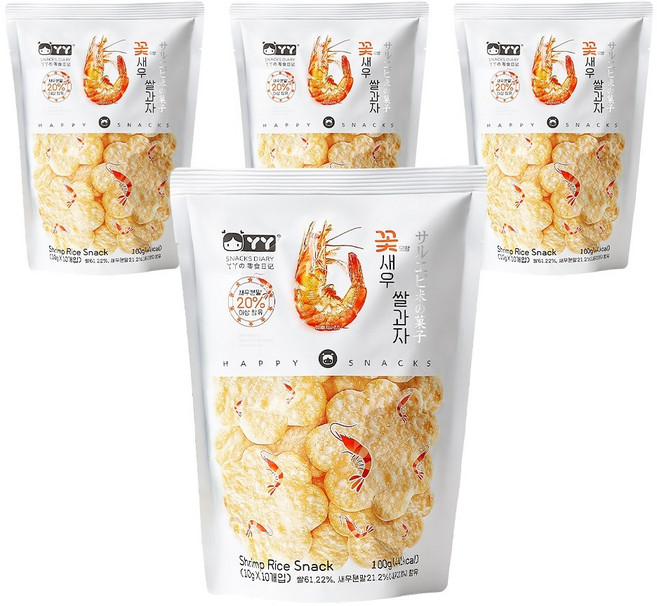 꽃모양 새우 쌀과자, 4개, 100g