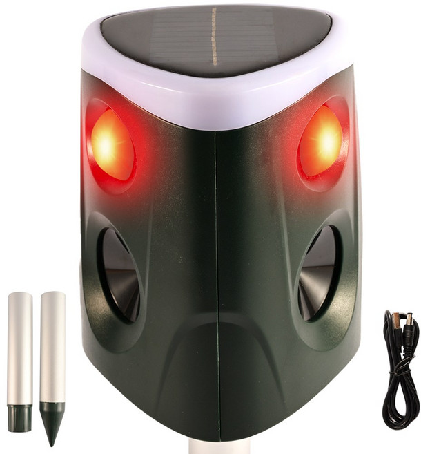 360도 초음파 태양열 충전 야생동물 퇴치기 LED 경보음 kc인증 멧돼지 고라니, 360도 버전