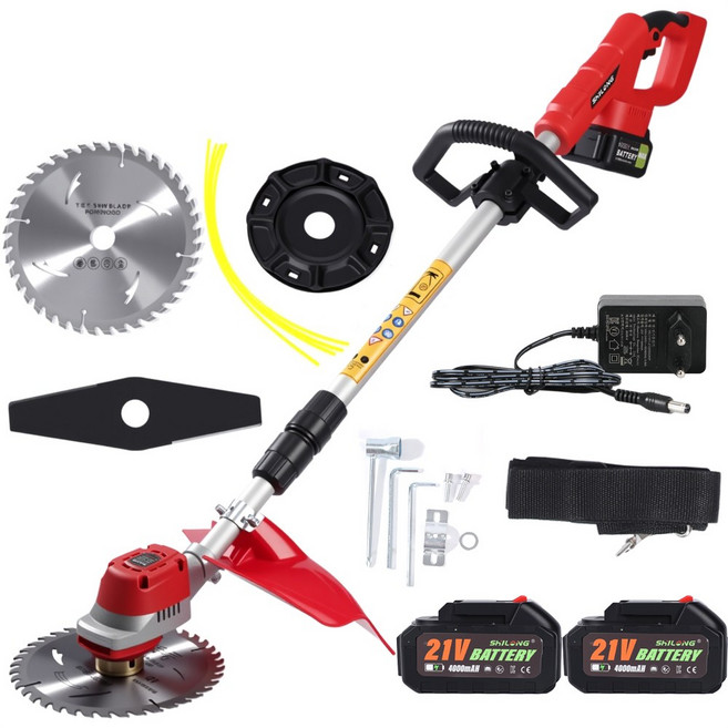 SHILONG 무선 충전식 예초기 브러시리스 제초기 CA-WSD21-001-PLUS, 1세트