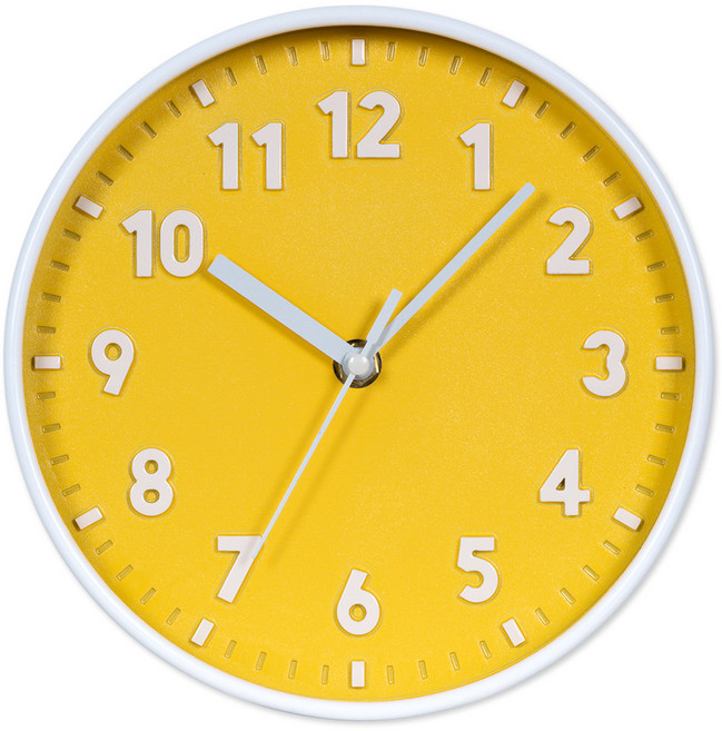 인테리어 20.3cm 파스텔 컬러 미니 무소음 벽시계 017, 옐로우
