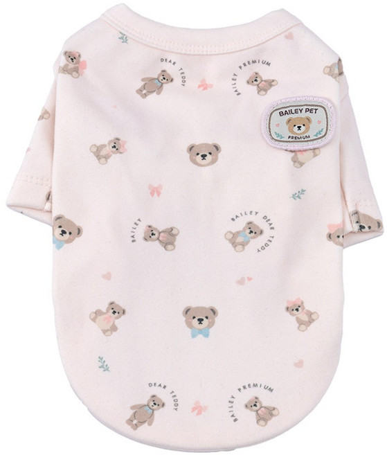 베일리펫 강아지옷 애견의류 테디 항균 티셔츠, 핑크, 1개