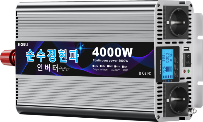 KC인증 4000W 순수정현파 60Hz 자동차용 인버터 Houli 12V에서 220V로, 1개