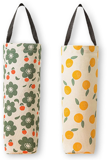 리아무아 벽걸이 비닐봉투 정리함, 2개, 오렌지+플라워