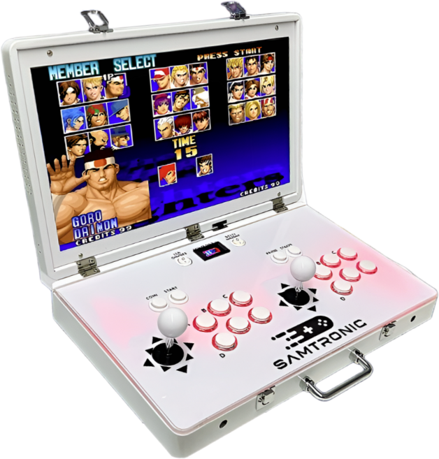 리오텍 오락실 게임기 한국어지원 휴대용 가정용 레트로 한글판 무선 게임기 월광보합, 화이트, 3-배터리 내장형