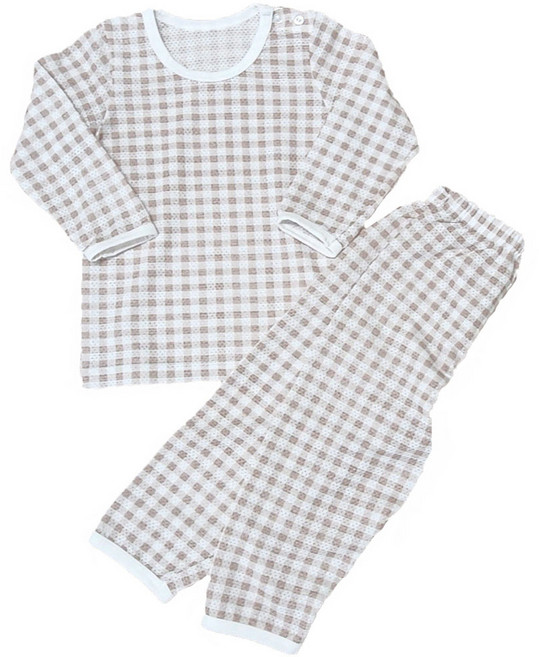 배꼽손 유아동 봄가을 항균 9부 밤부메쉬 감성체크 상하 내의 세트