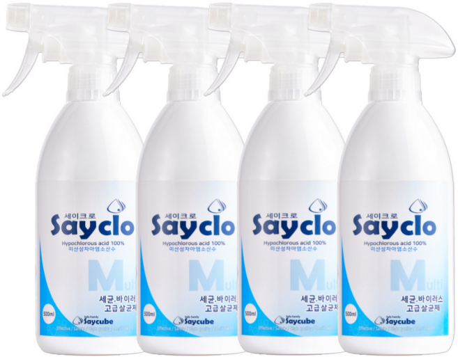 세이크로 바이러스 세균 살균소독제 500ml 뿌리는 스프레이, 4개