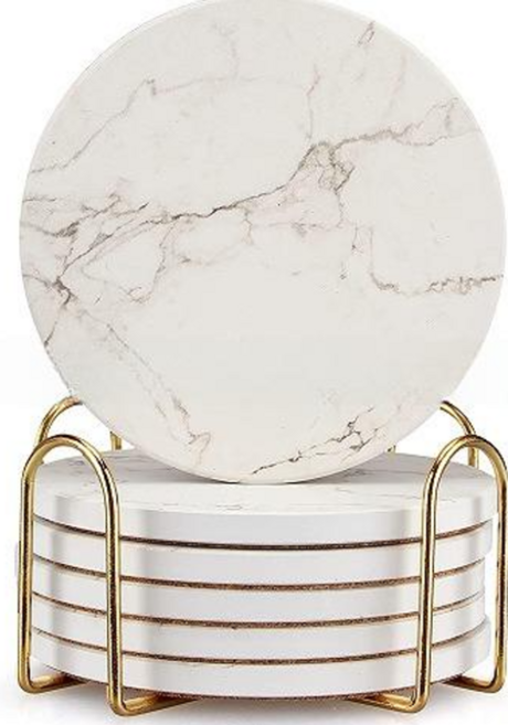 해피주주마켓 규조토 티코스터 6p셋트 컵받침 고급 인테리어, 마블 type, 1세트