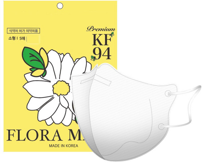 플로라 KF94 국산 새부리형 컬러 마스크, 10매입, 10개, 화이트(소형)
