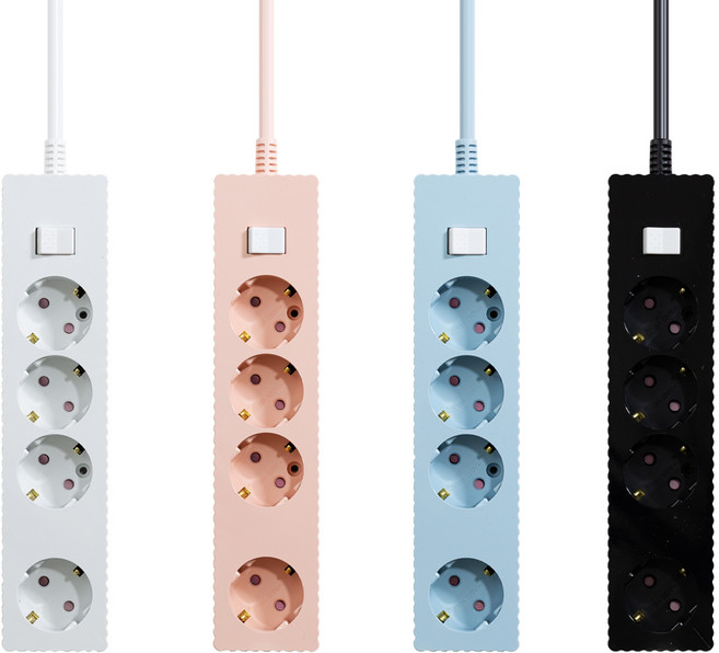 파워존 웨이브 4구 멀티탭 메인 통합 스위치 절전 과부하차단 멀티콘센트 50cm 1.5m 3m 5m 7m, 통합 4구 파스텔핑크, 1개