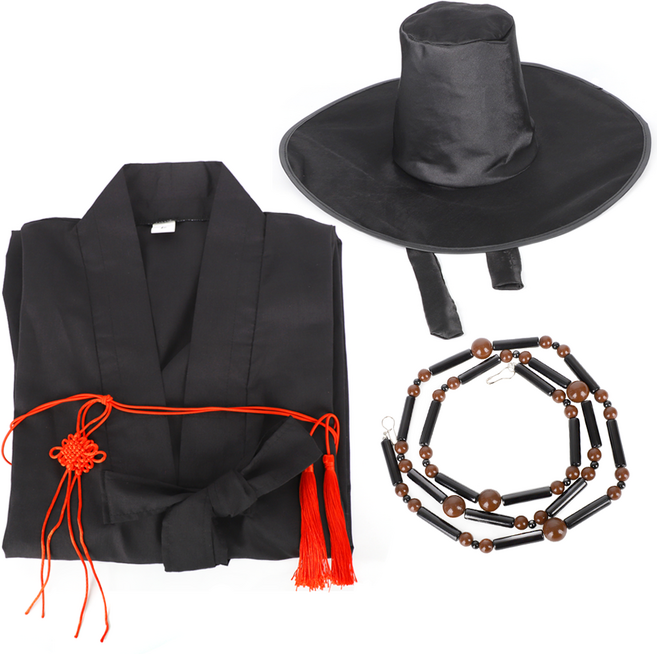 K-POP 저승사자 코스튬 4종 두루마기 + 도포끈 + 갓 + 갓끈 풀세트 25 케데헌 사자보이즈 할로윈 의상