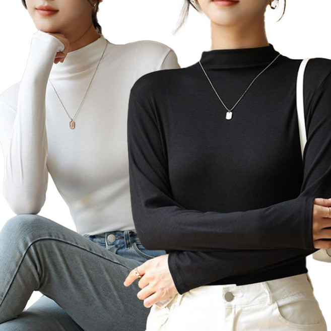 [1+1] 코코라벨라 여성 슬림 이너 반목 폴라티 2종세트