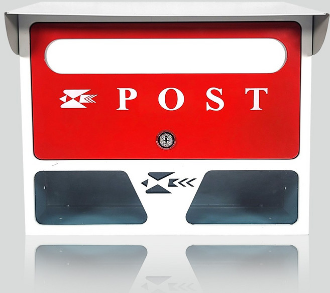 벽걸이 주택 우체통 - 지붕형 우편함 화이트&레드 (흰+빨), 지붕형 우편함 W&R(흰+빨) - POST