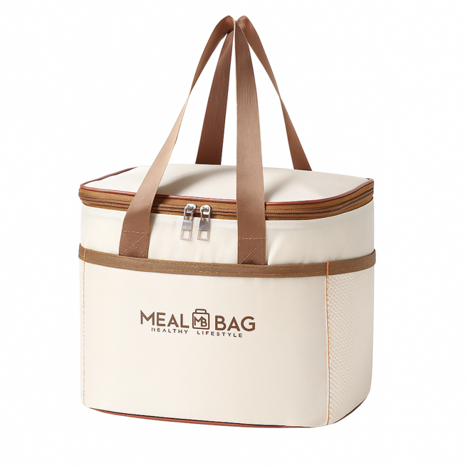 다모샵 보온 보냉 직장인 런치백 피크닉 도시락가방, 베이지, 1개