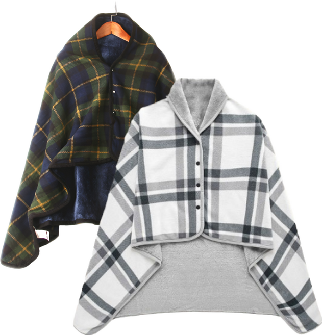 [1+1] 스마일리 겨울 똑딱이 극세사 무릎 담요 차량용 사무실 밍크 망토