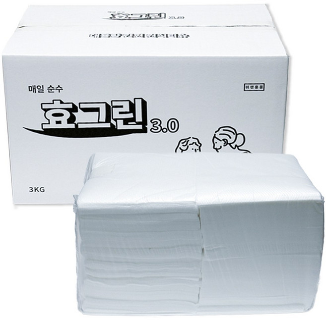 효그린 대용량 엠보싱 건티슈 3KG 1200매, 1박스, 70g
