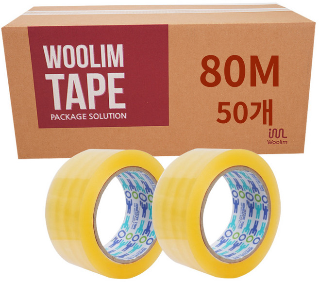 (주)우림 박스테이프_더블중포장(80M )투명, 50개, 박스테이프 80M OPP 포장 테이프 투명 더블중포장