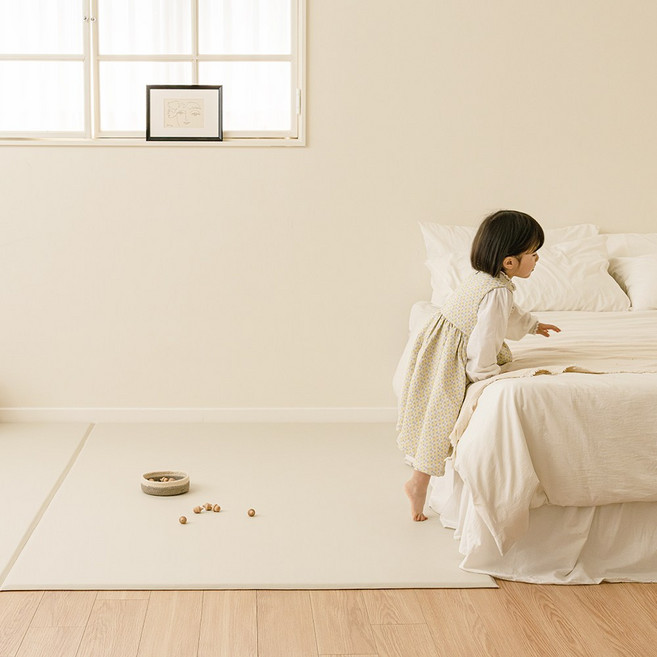 에코폼 놀이방 플랫 유아 PU 매트, 네츄럴 코튼