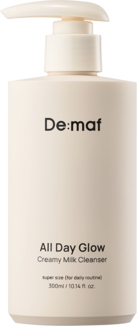 [본사정품] De:maf 디마프 올데이글로우 크리미 밀크클렌저 300ML 슈퍼사이즈 모공청소하는 1차세안제 저자극 약산성 촉촉한 수분감 피부장벽강화 건강한 세정력 천연유래계면활성제, 1개