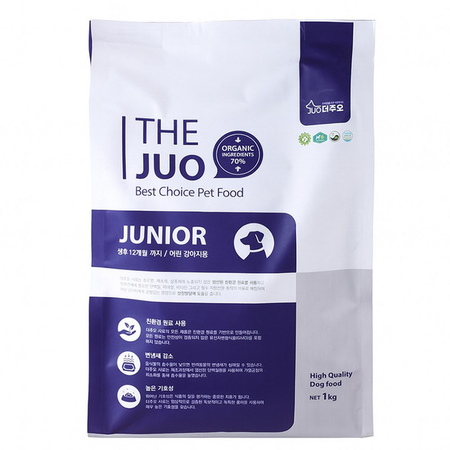 [더주오사료] 유기농 주니어 (자견용) 사료 1kg, 1개, 닭