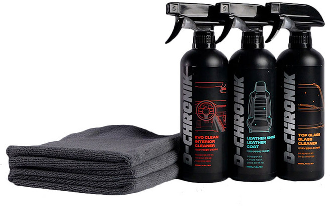 디크로닉 차량 실내 세차 세정제 가죽 시트 클리너 세트 3종, 1개