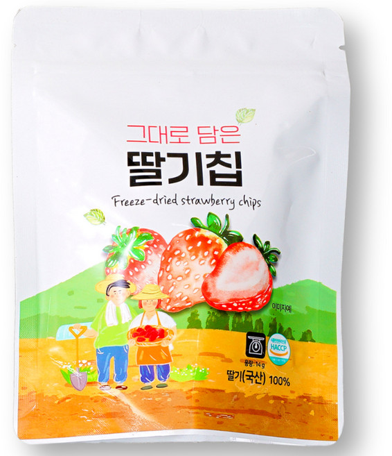 [산지명인] 원물 100% 동결건조 딸기칩 우리아이 안심간식, 4개, 14g