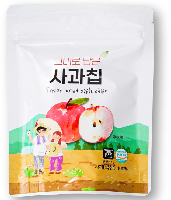 [산지명인] 원물 100% 동결건조 사과칩 우리아이 안심간식, 17g, 4개
