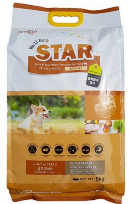 웰비스타 골드 클로렐라 함유 강아지 사료 대용량 전연령 애견 사료, 닭, 5kg, 1개