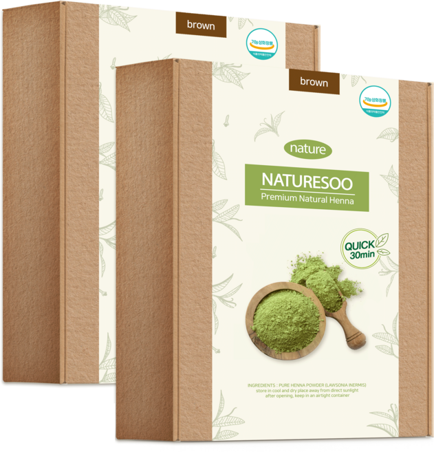 네이처수 천연 헤나염색약 100% 새치커버 8컬러, 브라운 (케미컬), 2개