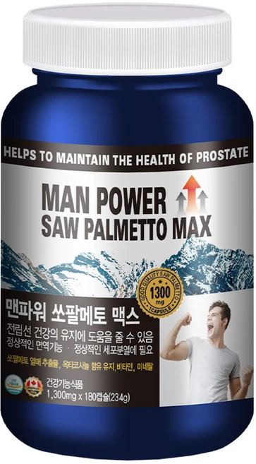 헬스프랜드 캐나다 맨파워 쏘팔메토 맥스 6개월분 옥타코사놀 아연 전립선 영양제, 180정, 1개 - 쿠팡