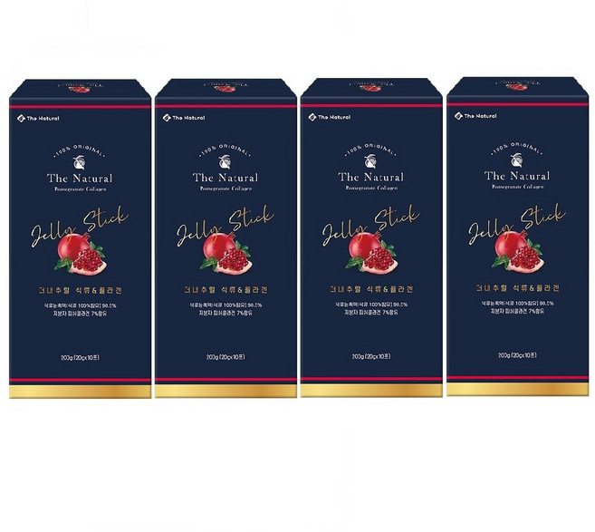 [4박스] 석류 콜라겐 300달톤 초저분자 젤리스틱 더내추럴 석류젤리 20g 10포 총 40포, 4개, 200g