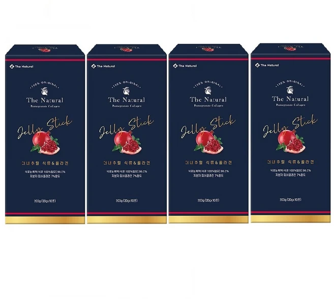 [4박스] 석류 콜라겐 300달톤 초저분자 젤리스틱 더내추럴 석류젤리 20g 10포 총 40포, 4개, 200g - 쿠팡
