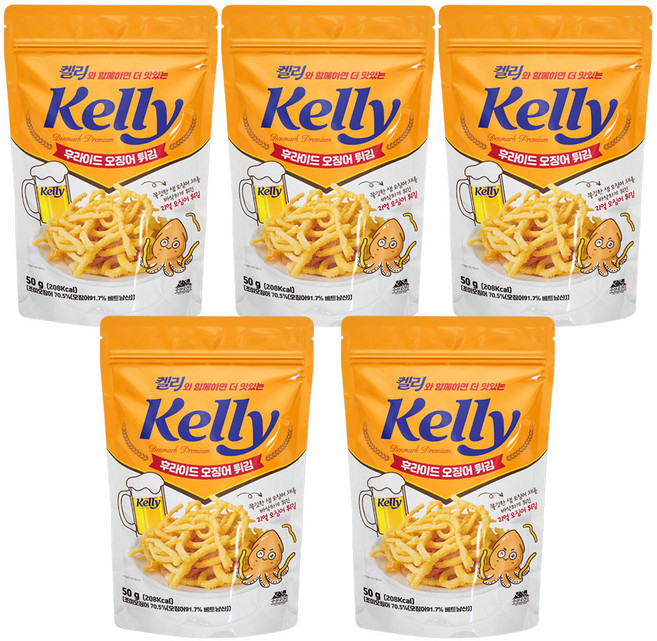 [켈리] 바삭하게 튀겨낸 리얼 오징어튀김 켈리 후라이드 오징어 튀김, 5개, 50g