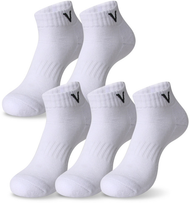 발렌티노크리스티 하프 쿠션 헬스 V 순면 스포츠양말 두툼한 바닥 파일 5켤레, 화이트_5족, 남자