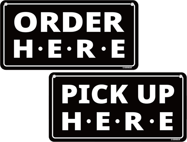 긱베어 픽업 오더 안내판 투명 낚시줄 부착고리 동봉 셀프매장 빈티지 레트로 미국감성 주문 알림판, 4.블랙