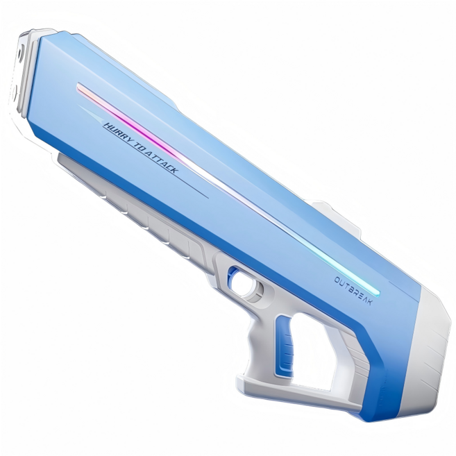 SUNRIVER 선리버트레이딩 전동 워터건 전자동 물총 자동급수 다이내믹 화려한 조명 Electric Water Gun 워터밤 워터파크 강력 사거리 LED 전동흡수 련발 단발, B-1 블루 조명/자동 급수, 1개
