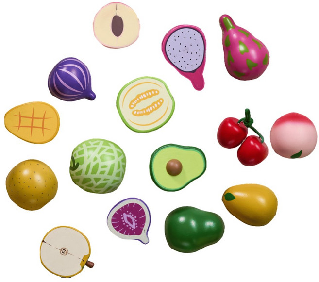 [과일 확장팩] 에센셜토이 아기 원목 주방놀이 과일자르기 소품 장난감 세트, 1개