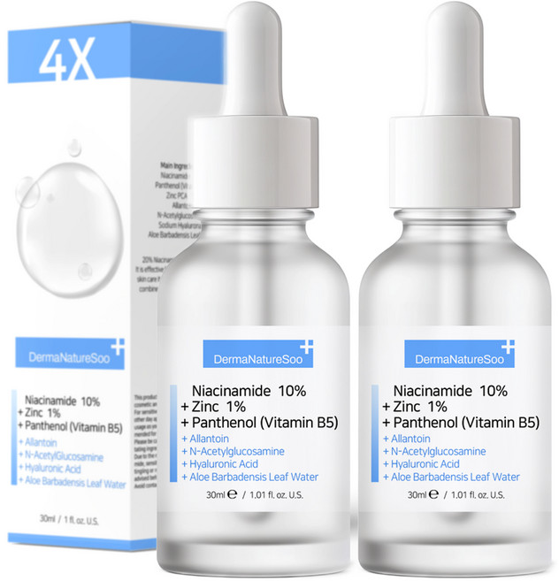 더마네이처수 나이아신아마이드 10% 징크 백탁밀림없는 세럼, 2개, 30ml