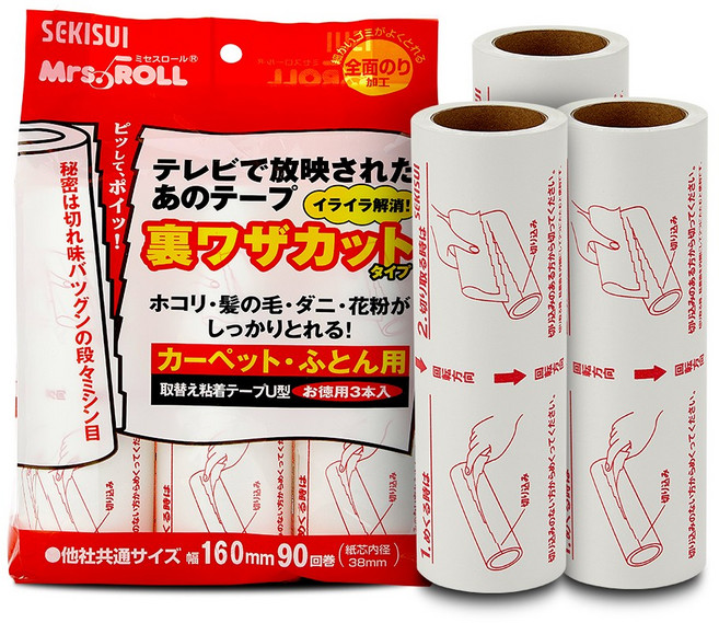 미세스롤 테이프크리너 이지컷팅 리필 1팩 270회분(39.6M), 1세트